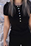 Black short sleeve button-up blouse - 3