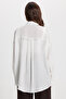 Women's Oversized Relaxed Fit Long Sleeve Plain Ecru Shirt in Pack of Viscose - 8