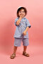 Muslin Shirt Hooded Suit Short Sleeve Shorts 2 Piece Set Buttoned 100% Cotton Boy's Suit - 8