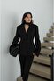 Black Waist-Fitted Belt Detail Blazer Jacket - 5