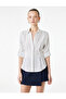 Slim Fit Viscose Fabric Long Sleeve Striped Shirt with Pleated Detail - 2