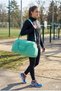 Kaff Green Crinkle Fabric Waterproof Sports and Travel Bag with Shoe Compartment 0818 and Front Pocket