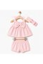 Baby Girl Bow Detailed Shorts Set - Summer 3-Piece Combination - 100% Cotton - 2