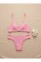 Underwire Cotton Rib Fabric Bra Panty Set Unpadded