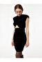 Draped Sleeveless Round Neck Window Detail Mini Velvet Dress - 2