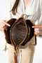 Jn-037 Women's Handbag Multi-Compartment Hand and Shoulder Strap Bag Green-burgundy - 4