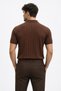 2026 New Season Zippered Knitwear Polo Collar T-Shirt Modern Striped Textured Men's Summer Brown - 2
