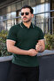 Men's Casual Striped Cotton Khaki Polo Collar T-Shirt