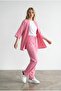 Women's Pink Kimono Wrap Top and Bottom Set - 2