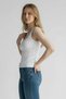 Women's Blouse Square Neck Wide Strap White Undershirt Summer Lycra Bodysuit - 3