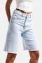 Women's Snow Denim Color Midi Length High Waist Jean Shorts