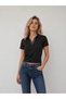Women's Polo Collar Striped Short Sleeve Body with Slim Fit Stretchy Lycra 100% Cotton Summer - 4