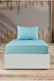 Tekstilla Pink Elastic Fitted Turquoise Color Single Bed Sheet Set with Pillowcase - 3