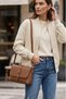 Tan Faux Leather Stylish Women's Shoulder Bag with Adjustable Strap - 3