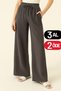 Women's Elastic Waist Lace-Up Palazzo Muslin Trousers 3078 Anthracite