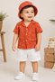 Baby Boy Muslin Hawaiian Floral Printed Safari Hat Short Sleeve Shorts Summer-Birthday Set