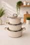 Obsidian 6 Piece Cast Granite Cookware Set Cappucino |   Non-Stick, Scratch-Resistant Glass Lid Dowry Box Kitchen Set |   16-18-20 cm