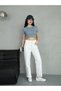 White Mom Fit Straight Denim Pants - 7