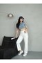 White Mom Fit Straight Denim Pants - 4