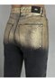 Anthracite Gold Foil Detailed Mom Jeans - 7