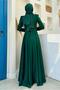 Women's Green (Emerald) Stone Detail Evening Dress t 5511 - 3