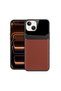 Apple iPhone 14 Plus Compatible Case Lens Leather Case Brown