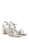 Women / Girls Silver Stone Ankle Strap Medium Thick Heeled Double Strap Sandals - 4