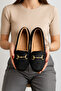 Women's Black Buckle Plush Home Slippers Byndvt03 - 2