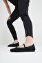 Women's Black Suede Casual Elastic Low Heeled Comfortable Ballerinas Byndmrj01 - 3
