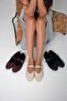 Women's Black Mejita Needle Trock Single Strap Leather Ballerinas Byndmjit01 - 5