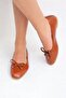 Women's Tan Ballerina Bow Patent Leather Ballerinas Byndblrn01