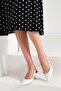 Women's White Round Heeled Pointed Toe Ankle Buckle Open Back Leather Stiletto 7cm Byndbs - 2