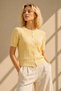 Yellow Cotton Blend Short Sleeve Seasonal Women's Knitwear Cardigan - 2