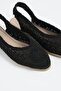 Women's Black Open-Back Embroidered Straw Knitwear Casual Ballerinas Byndtrs01 - 7