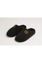 Women's Black Embroidered Velvet House Slippers Byndzenkdf01 - 5