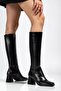 4804 Black Wrinkled Zippered Casual Boots - 8