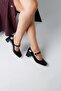 Women's Black Buckle Elastic Square Toe Patent Leather Heeled Shoes 6cm Byndkp103 - 3