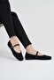 Women's Black Suede Daily Buckle Low Heeled Comfortable Ballerinas Byndmrj01