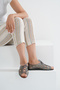 Women's Silver Laser Lace-Up Open Front Leather Sandals Byndlzr01 - 2