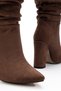 4807 Coffee-Colored Suede Pointed-Toe Gored Thick-Heeled Women's Casual Boots - 5