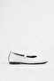 Women's White Elastic Leather Daily Ballerina Flats Byndkgz02 - 5