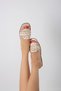 Women's Beige Trocie Thick Band Round Troc Leather Slippers BYNDTROK01 - 3