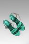 Women's Green Colored Heeled Ankle Strap Metallic Shoes 11cm Byndbs7166 - 7