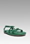 Women's Grass Green Spark Cross-Strapped Puff Elastic Leather Sandals 2cm Byndsprk01 - 6