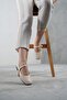 Women's Beige Leather Daily Buckle Low Heeled Comfortable Ballerinas Byndmrj01