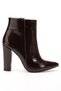 Vrt-4801 Brown Wrinkled Patent Leather High Thick Heeled Zippered Women's Boots - 4