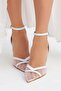 Women's White Sirena Mesh Evening Dress Shoes 9cm Byndversi̇n01 - 3