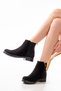 165-212 Black Suede Zippered Daily Women's Boots with Stone Accessories - 2