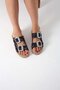 Women's Black Matte Stone Double Buckle Straw Slippers 5cm Byndmat01 - 4