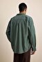 Men's Oversize Striped Linen Long Sleeve Shirt Khaki - 7